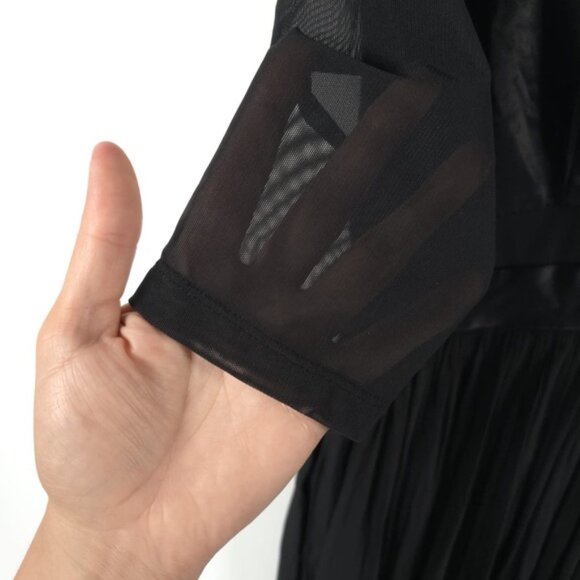 NWT ALL SAINTS ARMOURE Mini DRESS Black Semi Sheer,  Pleated Skirt WD079B Size 4 - Picture 9 of 13